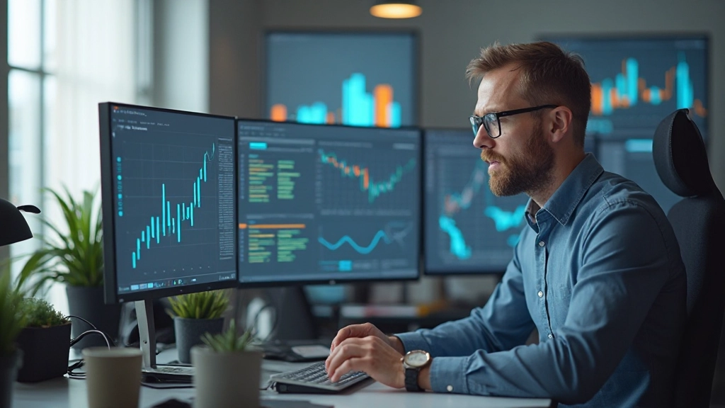 Moderner E-Commerce Shop mit digitalen Produkten und Einkaufswarenkorb auf Monitor