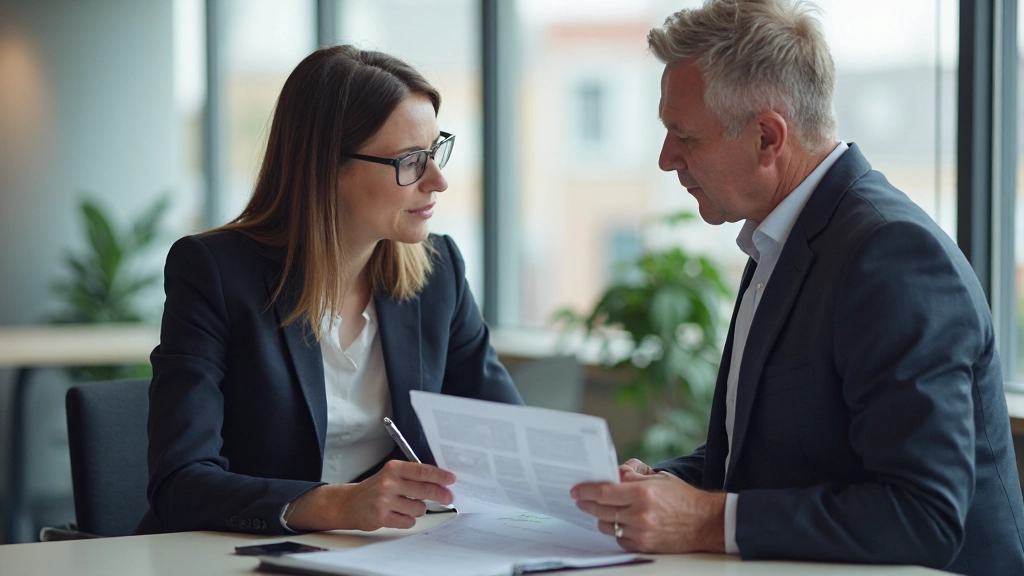 Professionelle Beraterin arbeitet mit Unternehmer an Lösungen für digitale Transformationsherausforderungen in modernem Büro