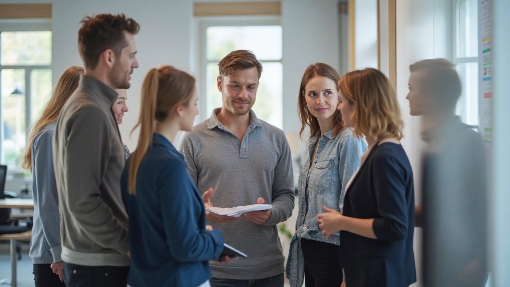 Team diskutiert Wettbewerbsdaten an Whiteboard mit Markierungen und Diagrammen