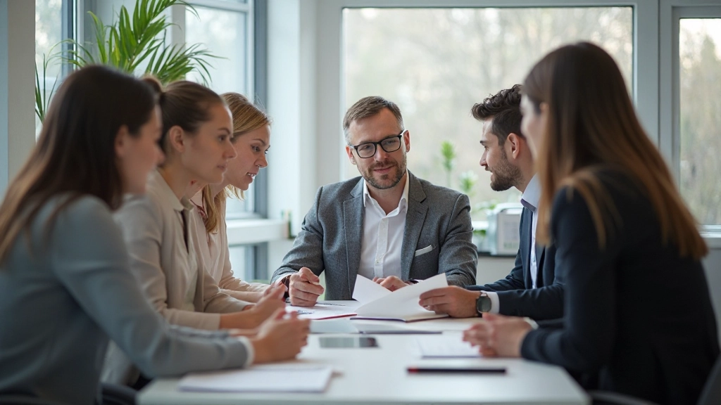Team bespricht Kundenservice-Strategien in modernem Konferenzraum