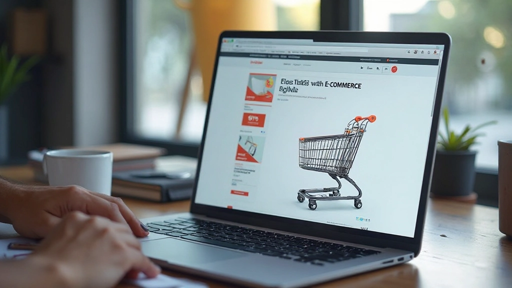 E-Commerce Grundlagen Visualisierung mit Produkten und Online-Shop Interface
