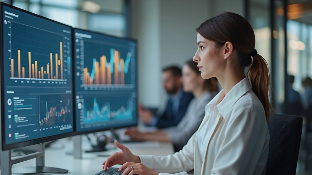 Wachstumsgrafik mit aufsteigendem Trend auf digitalem Dashboard, zeigt Geschäftskennzahlen und Skalierungspotenzial