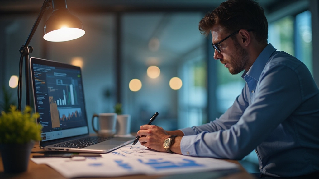 Professionelle Visualisierung von Finanzmanagement und Budgetplanung mit Diagrammen und Daten auf Schreibtisch