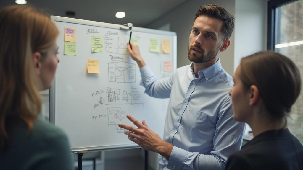 Digitale Skalierungsstrategie visualisiert auf einem Bildschirm mit verschiedenen wachstum-bezogenen Symbolen und Metriken