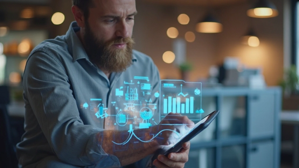 Grafische Darstellung verschiedener digitaler Marketing-Kanäle auf einem Tablet, modernes Designkonzept, warmes Licht