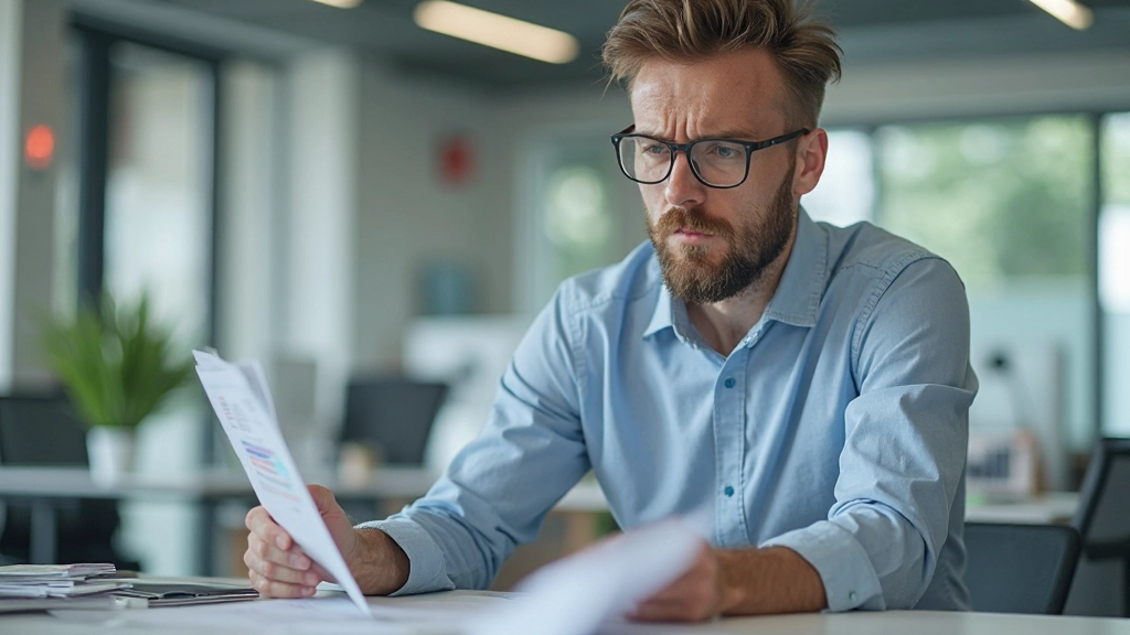 Analytiker bei der Überprüfung von Herausforderungen und Problemen in Affiliate-Programmen mit kritischem Blick