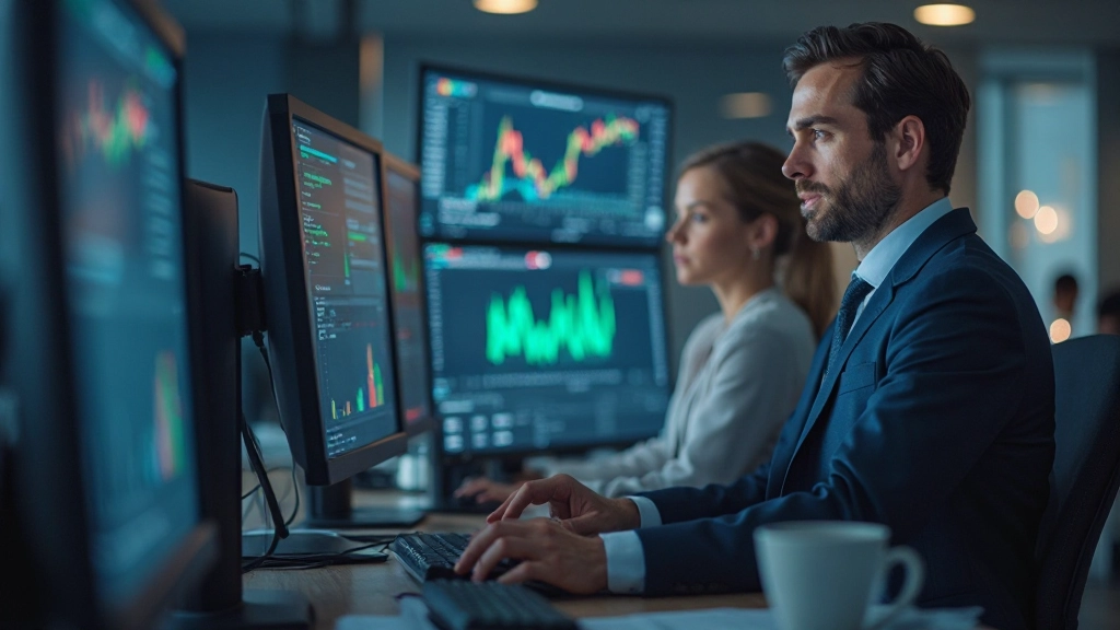 Marktanalyst untersucht Trends und Datendiagramme am Computer