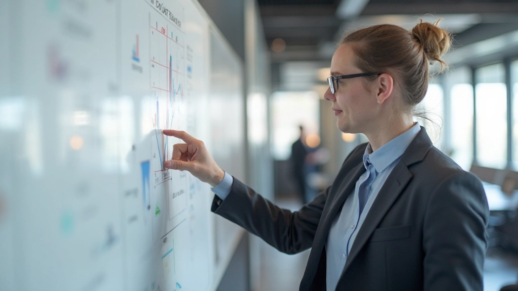 Marketing-Manager entwickelt lokalisierte Kampagnenstrategie für verschiedene internationale Märkte am Whiteboard