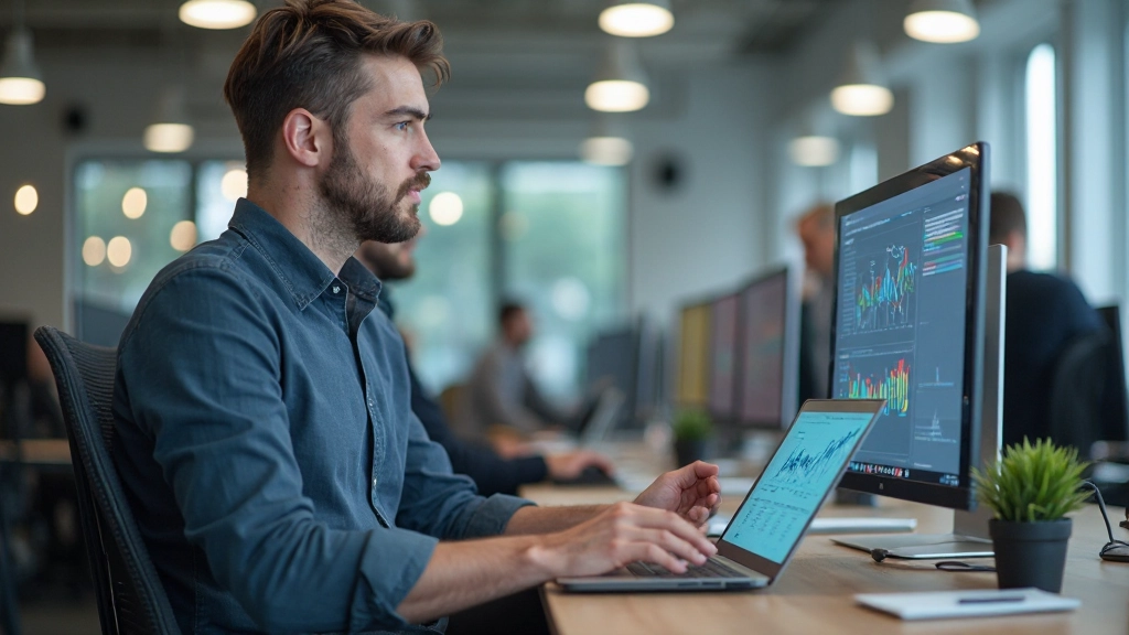 Softwaretools und Plattformen für Omnichannel-Management auf einem Desktop-Monitor mit verschiedenen Fenster