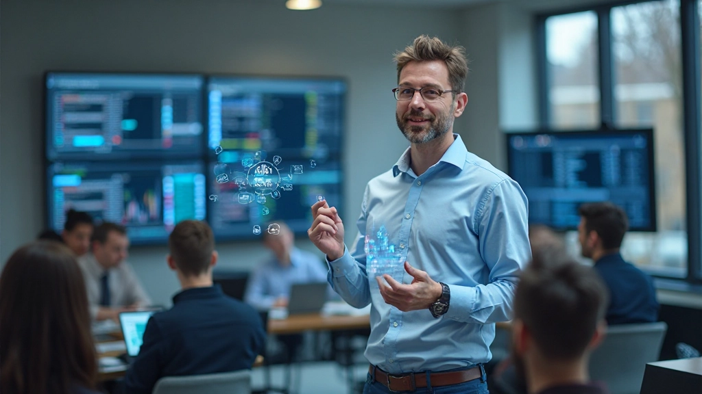 3D-Darstellung einer Blockchain mit verbundenen Blöcken und Kryptographie-Symbolen