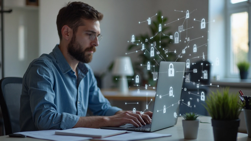 Digitale Sicherheit und Datenschutz visualisiert durch einen modernen Computer mit Schloss-Symbol