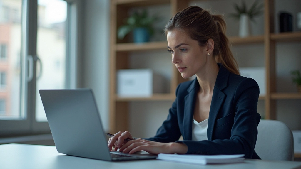 Professionelles Foto einer Person beim Analysieren von E-Commerce-Daten auf einem Laptop