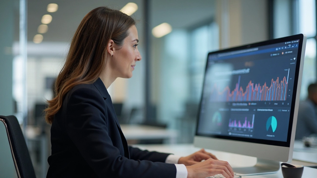 Grafische Darstellung von E-Commerce-Verkaufsmetriken und Konversionsraten auf einem Computer-Monitor