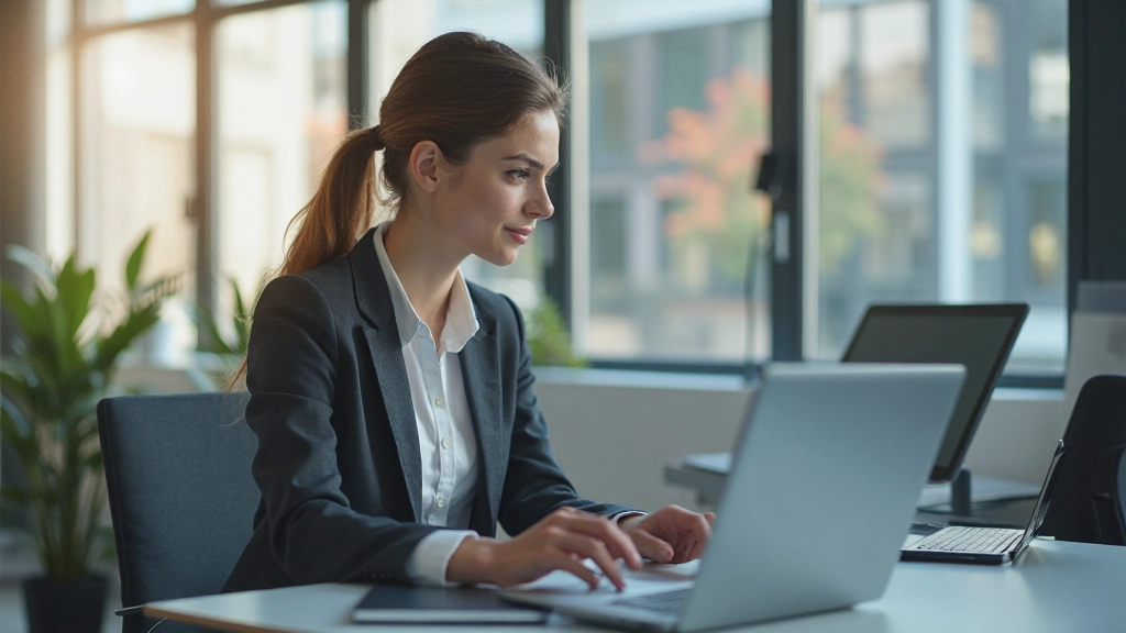 Professionelles Foto einer Person beim Analysieren von E-Commerce-Daten auf einem Laptop