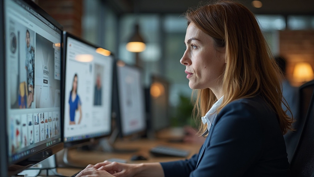 E-Commerce Manager überwacht Produktangebote auf mehreren Plattformen wie Amazon, eBay und Shop-System