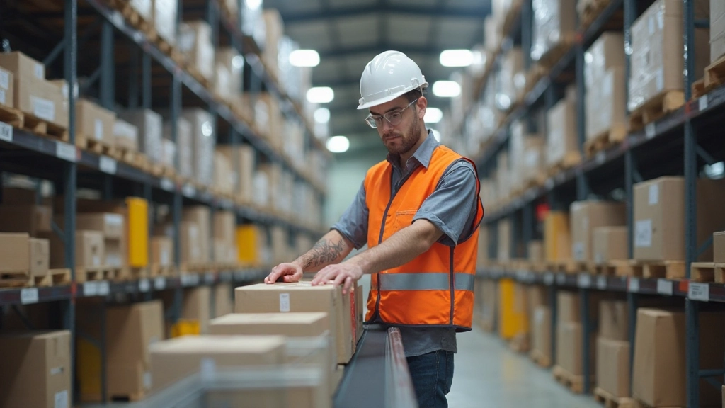 Modernes Logistikzentrum mit organisierten Paketen und Versandmaterial